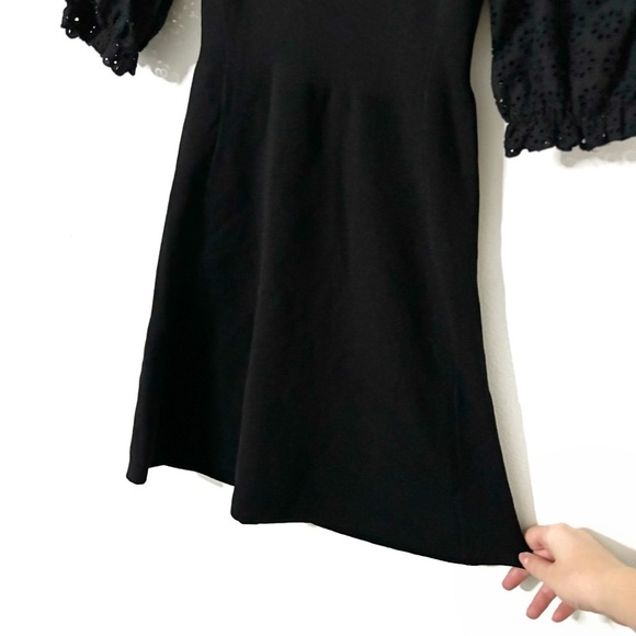 Maje | Roxetty Eyelet Puff Sleeve Knit Mini Dress Black Size 36 EU - Picture 8 of 15